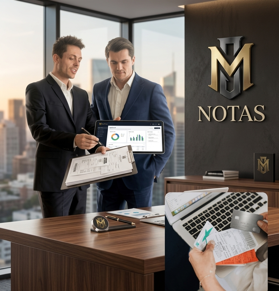 Interface do JM Notas com painel de controle completo